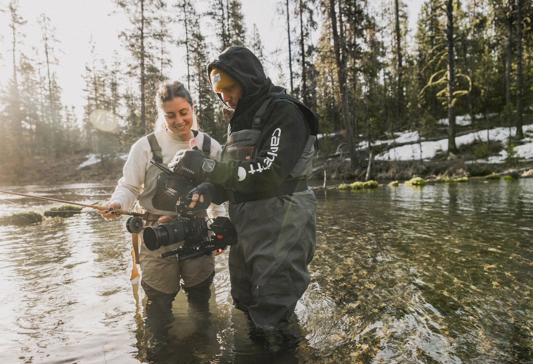 Idea Ranch crew wearing Carhartt in the water